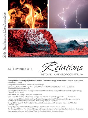 cover image of Relations. Beyond Anthropocentrism. Volume 6, No. 2 (2018). Energy Ethics